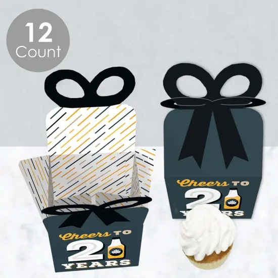 Big Dot of Happiness Cheers and Beers to 21 Years - Square Favor Gift Boxes - 21st Birthday Party Bow Boxes - Set of 12 {4}