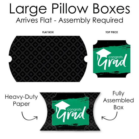 Big Dot of Happiness Green Grad - Best is Yet to Come - Favor Gift Boxes - Green Graduation Party Large Pillow Boxes - Set of 12 {7}