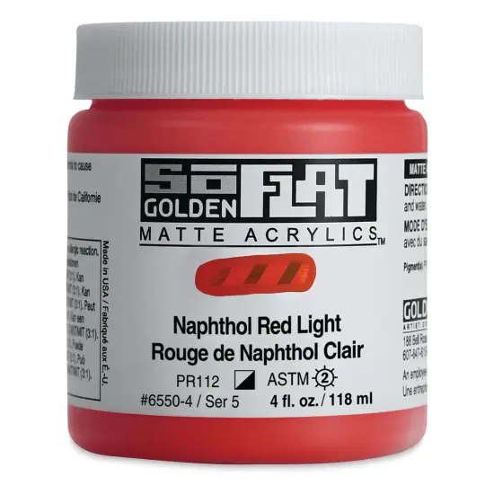 Golden SoFlat Matte Acrylic Paint - Naphthol Red Light, 118 ml, Jar {1}
