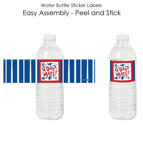 Big Dot of Happiness Australia Day - G'Day Mate Aussie Party Water Bottle Sticker Labels - Set of 20 {3}