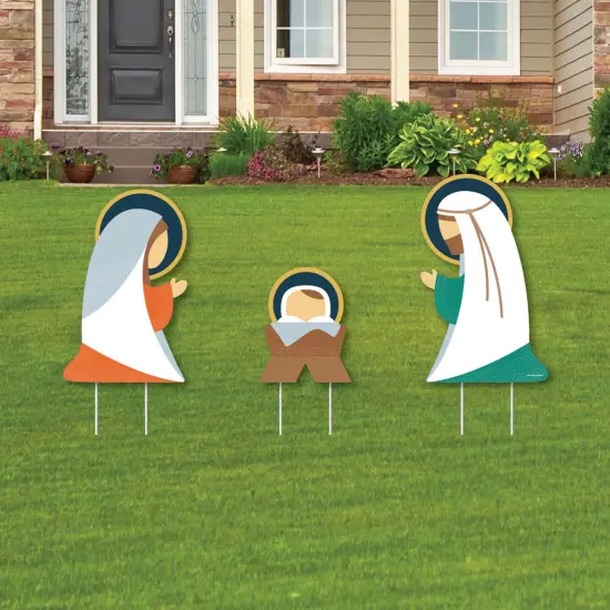Big Dot of Happiness Holy Nativity - Outdoor Lawn Sign Decorations with Stakes - Manger Scene Religious Christmas Yard Display - 3 Pieces {1}