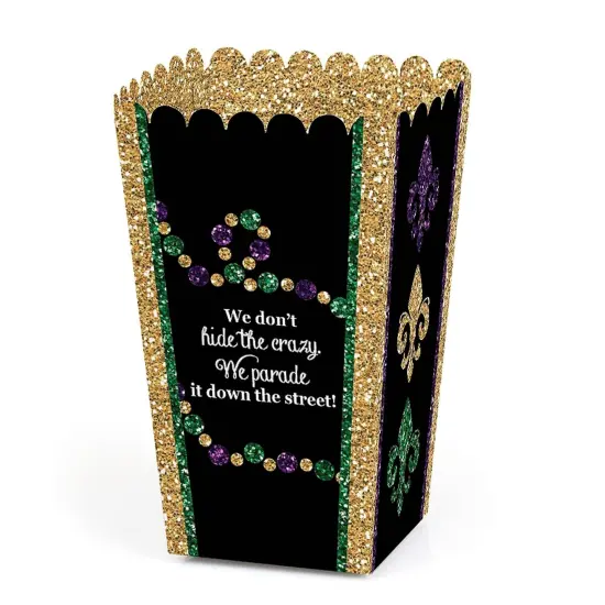 Big Dot of Happiness Mardi Gras - Masquerade Party Popcorn Favor Treat Boxes - Set of 12 {1}