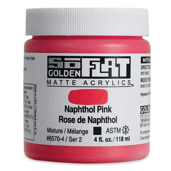 Golden SoFlat Matte Acrylic Paint - Naphthol Pink, 118 ml, Jar {1}