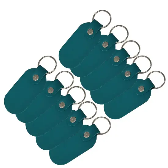 Oval Leather Keychains Kit &ndash; Full-Grain Latigo, 10-Pack, Engraving & Foil Stamping Ready, DIY Personalized Keyrings Jade {1}