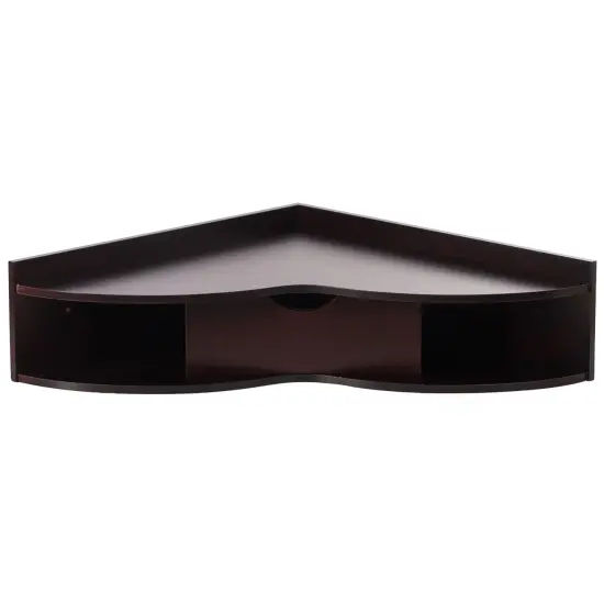 Corner Desk Heart Shaped Wall Mounted Office Table with Drawer and Two Shelves Computer Writing Desk Brown {4}