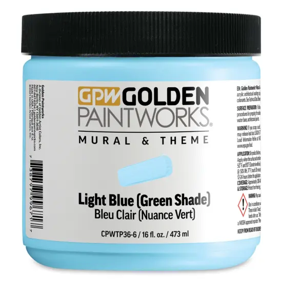 Golden Paintworks Mural and Theme Acrylic Paint - Light Blue (Green Shade), 16 oz, Jar {1}