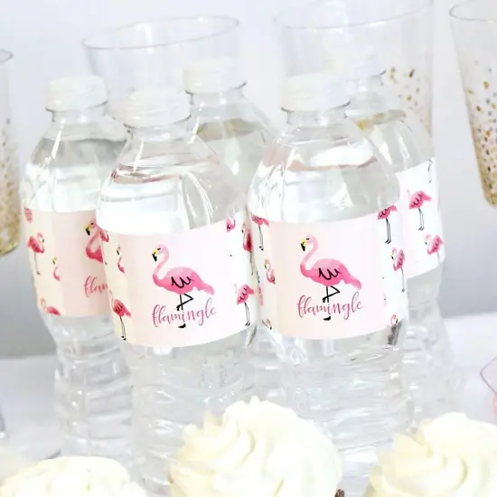 Big Dot of Happiness Pink Flamingo - Party Like a Pineapple - Tropical Summer Party Water Bottle Sticker Labels - Set of 20 {7}