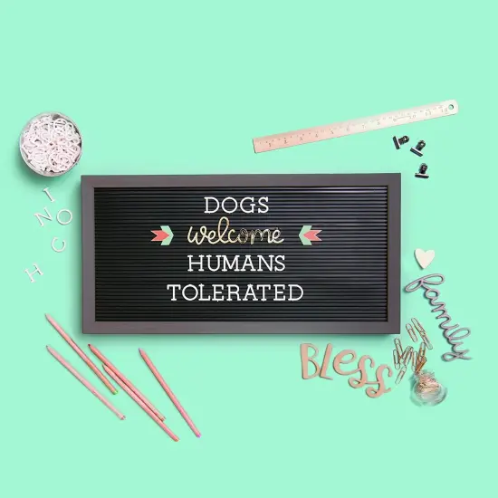 DCWV Framed Letterboard 20"X10"-Gray Stained W/Black Insert {3}