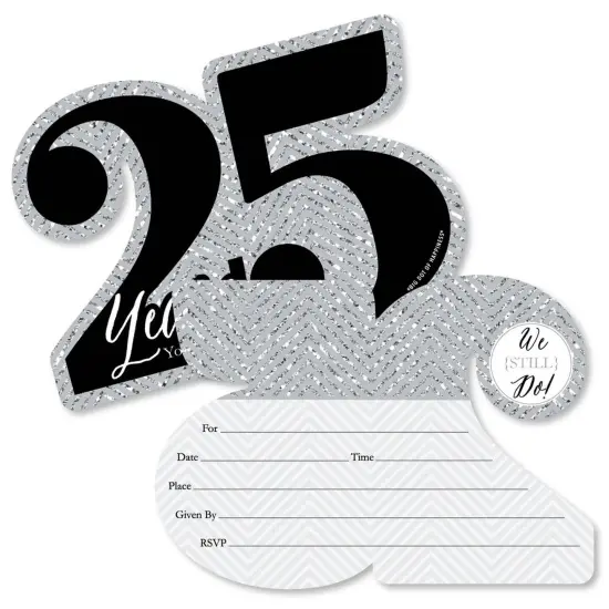 Big Dot of Happiness We Still Do - 25th Wedding Anniversary - Shaped Fill-in Invites - Anniversary Party Invitation Cards with Envelopes - Set of 12 {1}