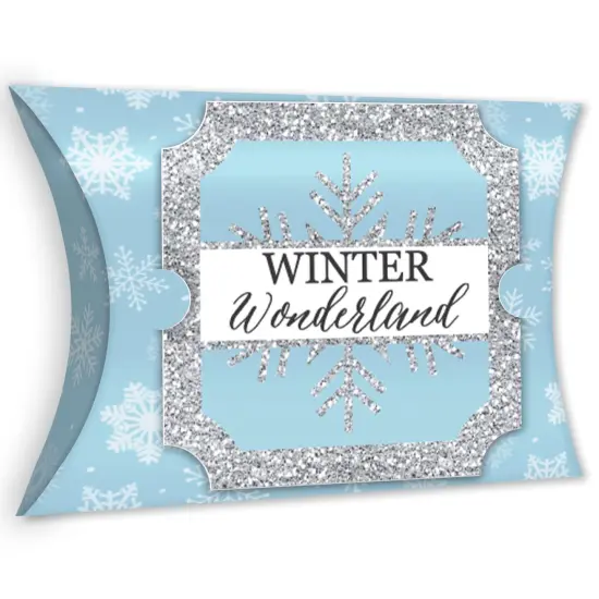 Big Dot of Happiness Winter Wonderland - Favor Gift Boxes - Snowflake Holiday Party and Winter Wedding Large Pillow Boxes - Set of 12 {1}