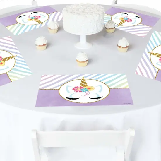 Big Dot of Happiness Rainbow Unicorn - Party Table Decorations - Magical Unicorn Baby Shower or Birthday Party Placemats - Set of 16 {3}