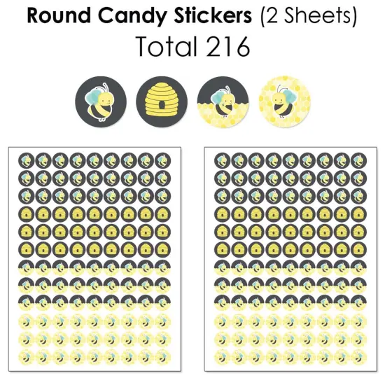 Big Dot of Happiness Honey Bee - Baby Shower or Birthday Party Candy Favor Sticker Kit - 304 Pieces {6}