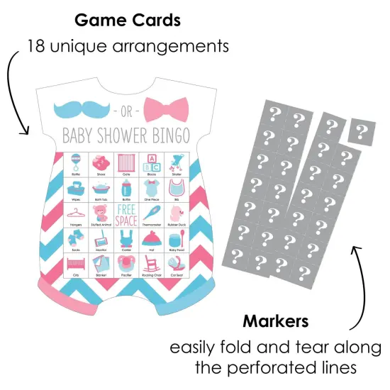 Big Dot of Happiness Chevron Gender Reveal - Picture Bingo Cards and Markers - Gender Reveal Party Baby Shower Shaped Bingo Game - Set of 18 {3}