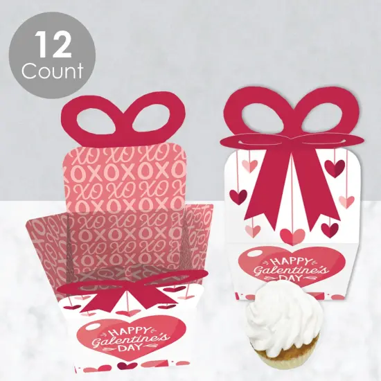 Big Dot of Happiness Happy Galentine's Day - Square Favor Gift Boxes - Valentine's Day Party Bow Boxes - Set of 12 {4}