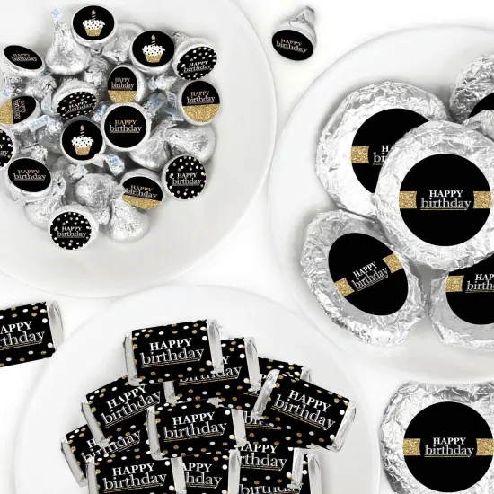 Big Dot of Happiness Adult Happy Birthday - Gold - Birthday Party Candy Favor Sticker Kit - 304 Pieces {1}