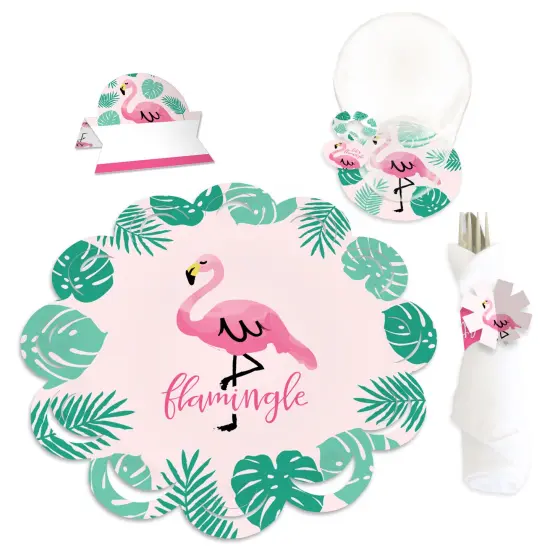 Big Dot of Happiness Pink Flamingo - Tropical Summer Party Paper Charger and Table Decorations - Chargerific Kit - Place Setting for 8 {1}