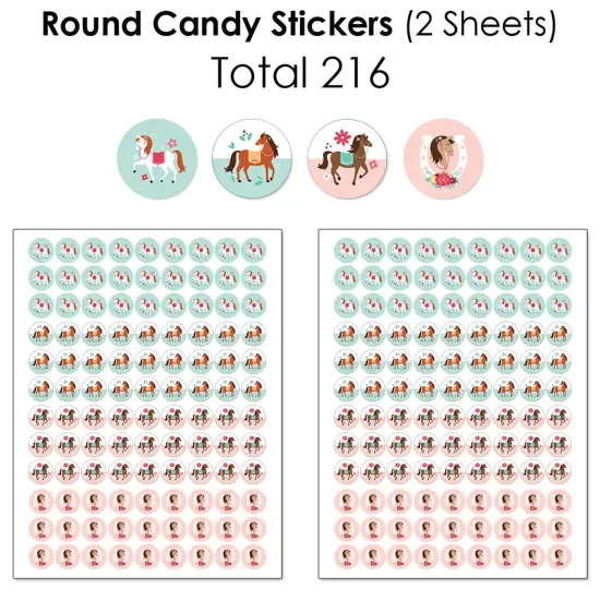 Big Dot of Happiness Run Wild Horses - Pony Birthday Party Candy Favor Sticker Kit - 304 Pc {6}