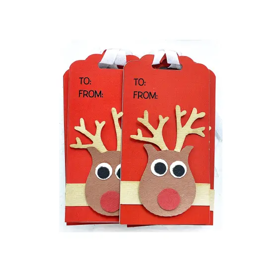Little Birdie Christmas Gift Tag 10/Pkg-Reindeer {2}