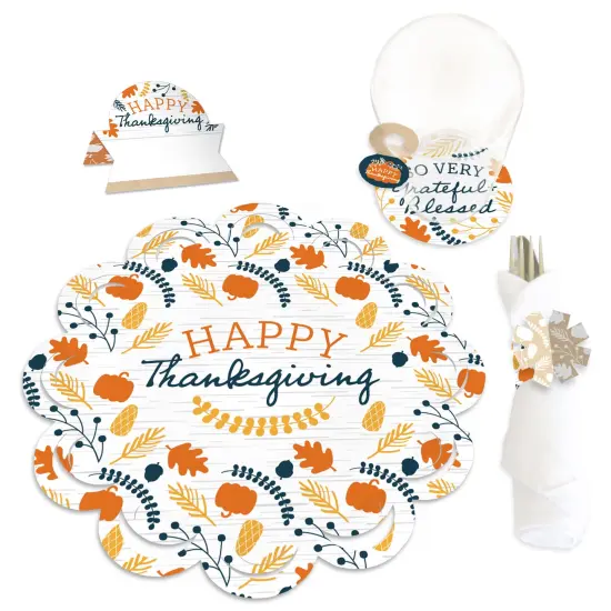 Big Dot of Happiness Happy Thanksgiving - Fall Harvest Party Paper Charger and Table Decorations - Chargerific Kit - Place Setting for 8 {1}