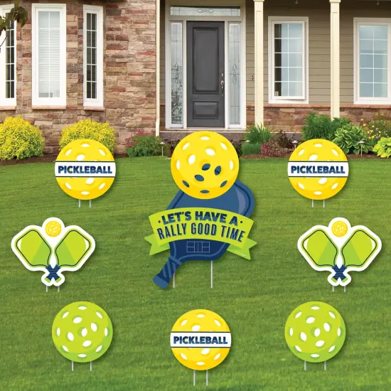 Big Dot of Happiness Let's Rally - Pickleball - Yard Sign and Outdoor Lawn Decorations - Birthday or Retirement Party Yard Signs - Set of 8 {1}