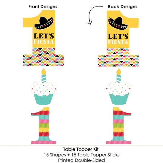 Big Dot of Happiness 1st Birthday Let's Fiesta - Fiesta First Birthday Party Centerpiece Sticks - Table Toppers - Set of 15 {6}