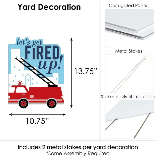 Big Dot of Happiness Fired Up Fire Truck - Outdoor Lawn Sign - Firefighter Firetruck Baby Shower or Birthday Party Yard Sign - 1 Piece {7}