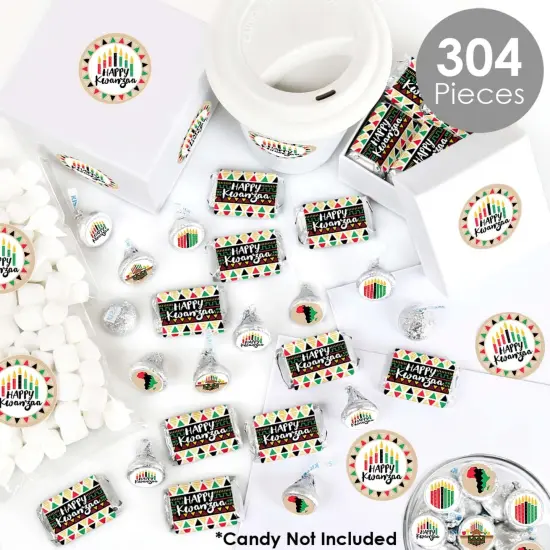 Big Dot of Happiness Happy Kwanzaa - Mini Candy Bar Wrappers, Round Candy Stickers and Circle Stickers - Candy Favor Sticker Kit - 304 Pieces {3}