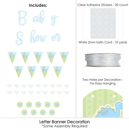 Big Dot of Happiness Baby Boy Dinosaur - Baby Shower Letter Banner Decoration - 36 Banner Cutouts and Baby Shower Banner Letters {6}