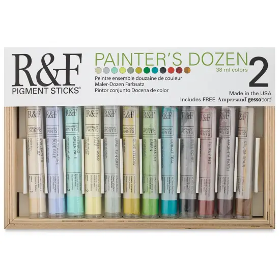 R&F Pigment Sticks - Set of 12 with Gessobord, Painter's Dozen II, 38 ml {1}