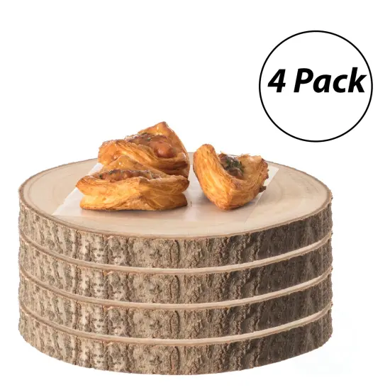 Home Decor Natural Wooden Bark Slice Tray Large Rustic Table Charger Centerpiece, Set of 4 {2}