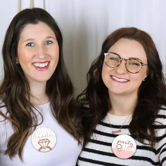 Big Dot of Happiness Bride Squad - 3 inch Rose Gold Bridal Shower or Bachelorette Party Badge - Pinback Buttons - Set of 8 {6}