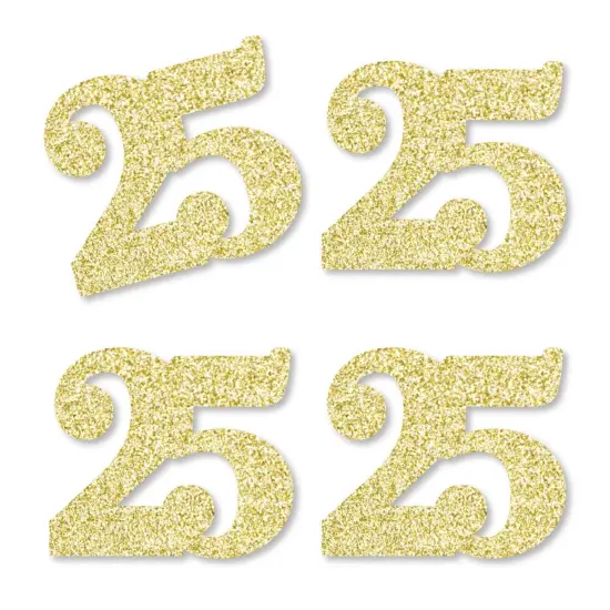 Big Dot of Happiness Gold Glitter 25 - No-Mess Real Gold Glitter Cut-Out Numbers - 25th Birthday Party Confetti - Set of 24 {1}