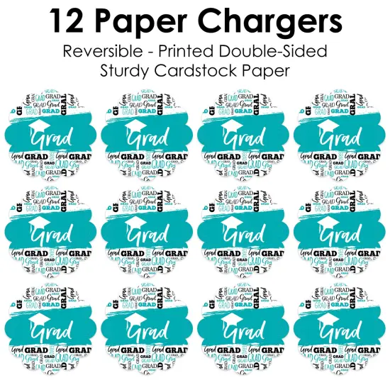 Big Dot of Happiness Teal Grad - Best is Yet to Come - Turquoise Graduation Party Round Table Decorations - Paper Chargers - Place Setting For 12 {7}