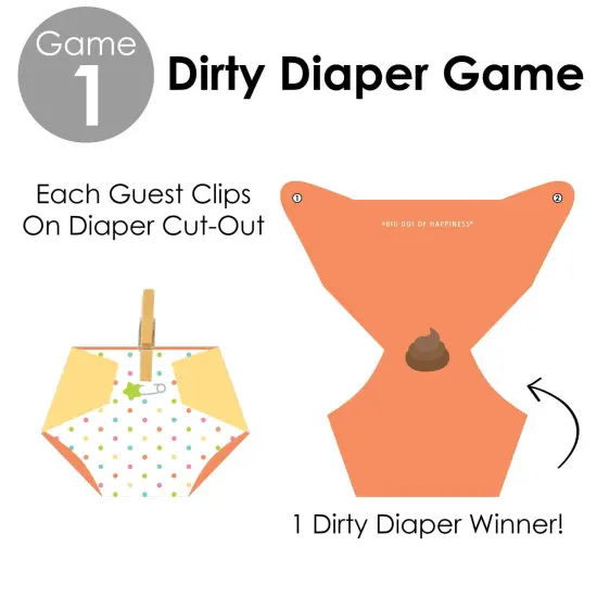 Big Dot of Happiness Baby Neutral - Baby Shower Conversation Starter - 2-in-1 Dirty Diaper Game - Set of 24 {7}