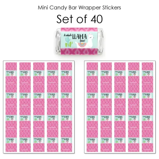 Big Dot of Happiness Whole Llama Fun - Mini Candy Bar Wrapper Stickers - Llama Fiesta Baby Shower or Birthday Party Small Favors - 40 Count {4}