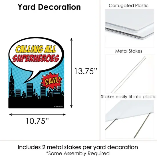 Big Dot of Happiness Bam Superhero - Outdoor Lawn Sign - Baby Shower or Birthday Party Yard Sign - 1 Piece {7}