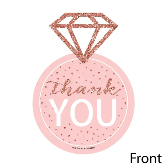 Big Dot of Happiness Bride Squad - Shaped Thank You Cards - Rose Gold Bridal Shower Bachelorette Party Thank You Note Cards with Envelopes - Set of 12 {4}