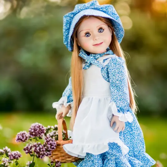 The Queen's Treasures 18 Inch Doll Clothes 4 Piece Blue Calico Dress {7}
