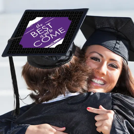 Big Dot of Happiness Purple Grad - Best is Yet to Come - Purple Graduation Cap Decorations Kit - Grad Cap Cover {3}