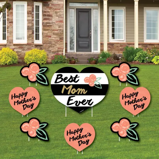 Big Dot of Happiness Best Mom Ever - Yard Sign & Outdoor Lawn Decorations - Mother's Day Yard Signs - Set of 8 {1}