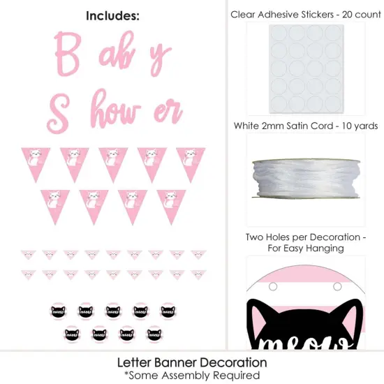 Big Dot of Happiness Purr-fect Kitty Cat - Kitten Meow Baby Shower Letter Banner Decoration - 36 Banner Cutouts and Baby Shower Banner Letters {6}