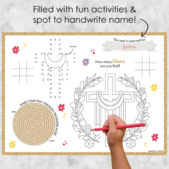 Big Dot of Happiness Religious Easter - Paper Christian Holiday Party Coloring Sheets - Activity Placemats - Set of 16 {3}