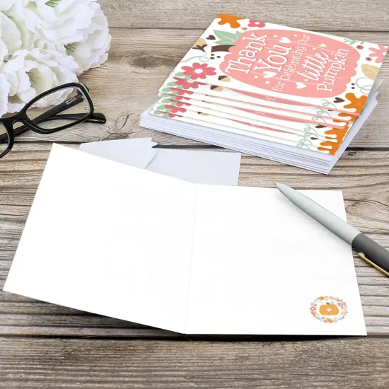 Big Dot of Happiness Girl Little Pumpkin - Fall Birthday Party or Baby Shower Thank You Cards (8 count) {6}