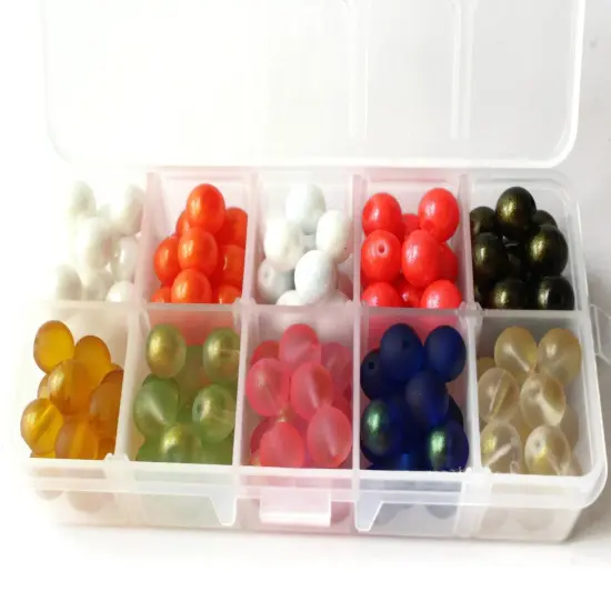 10 Colors 10mm Round Glass Mixed Color Beads Kit {4}