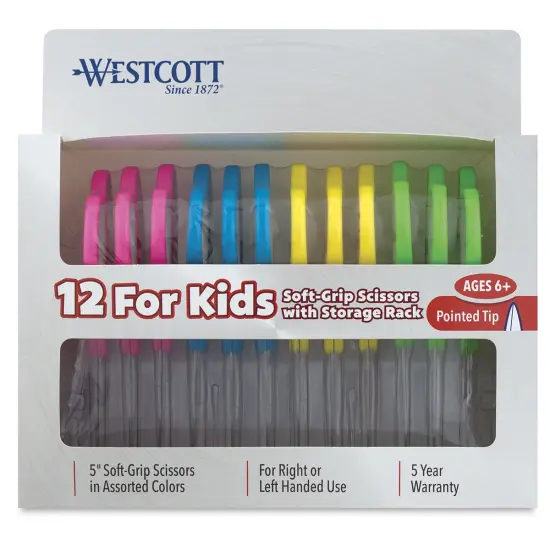 Westcott Soft Handle Scissors Teacher Pack - Set of 12, Assorted Colors, Pointed {1}