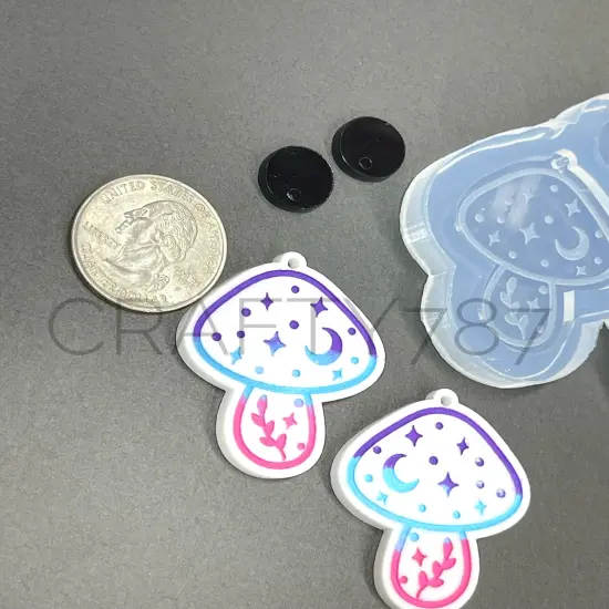 Mushroom Magical Hongo Dangle Earring Silicone Mold (D5) {2}