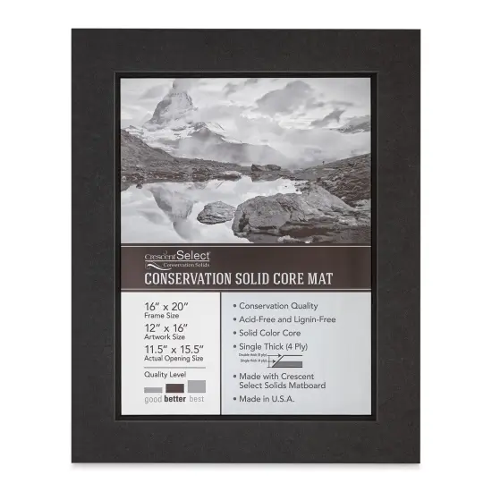 Crescent Select Conservation Solids Pre-Cut Double Mat - Dark Gray/Deep Black, 4 ply, 16" x 20" {1}