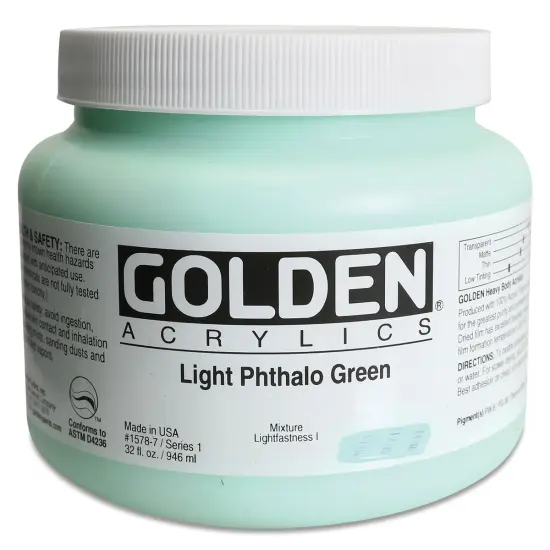 Golden Heavy Body Artist Acrylics - Light Phthalo Green, 32 oz {1}