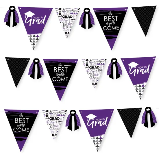 Big Dot of Happiness 30 Piece Purple Graduation Party Pennant Triangle Banner {1}