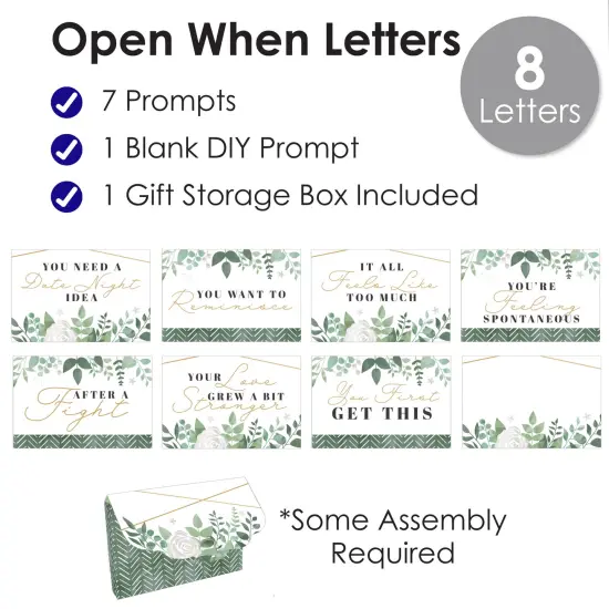 Big Dot of Happiness Boho Botanical - Cards for Couples Gift Box Kit - Open When Letters - Set of 8 {4}